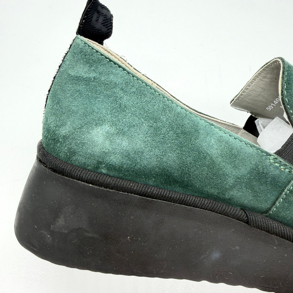 FLY LONDON Pece Wedge Slip On Shoes Women 38 Green Suede Platform Comfort Loafer - Picture 6 of 14